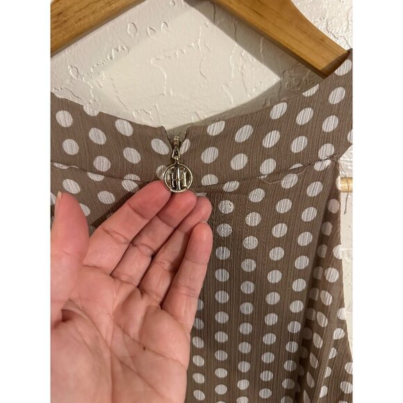Tommy Hilfiger Brown & White Polka Dot Pleated Mini Pretty Woman Dress - Picture 15 of 15